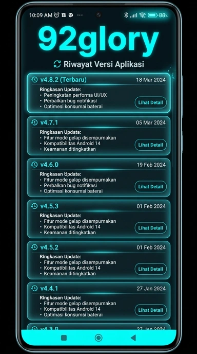 Riwayat Versi 92glory untuk Pengguna Android