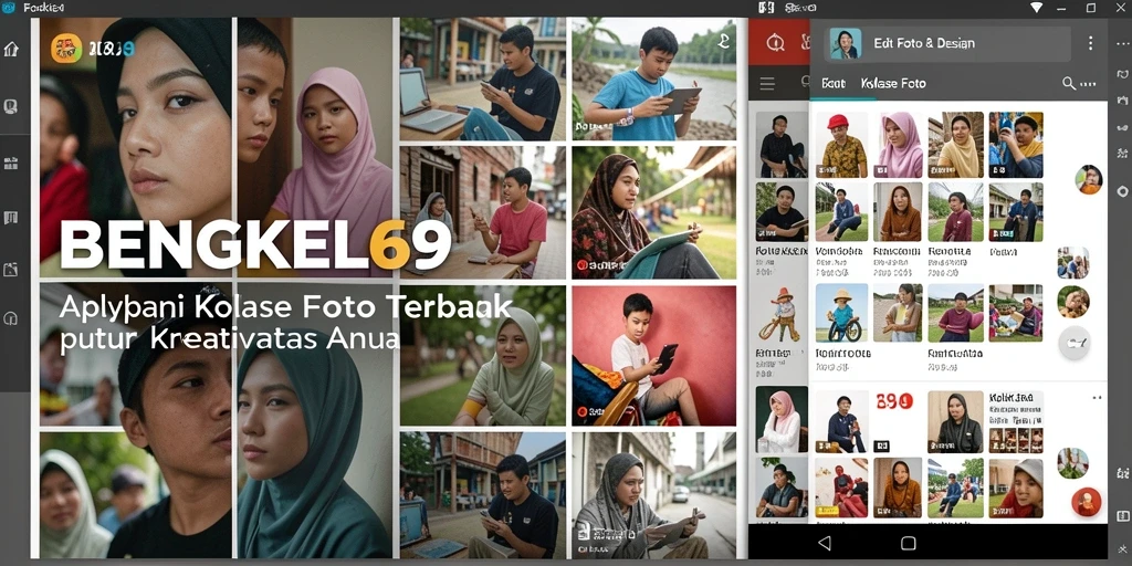 Antarmuka aplikasi BENGKEL69 untuk Kolase Foto yang sederhana dan intuitif.