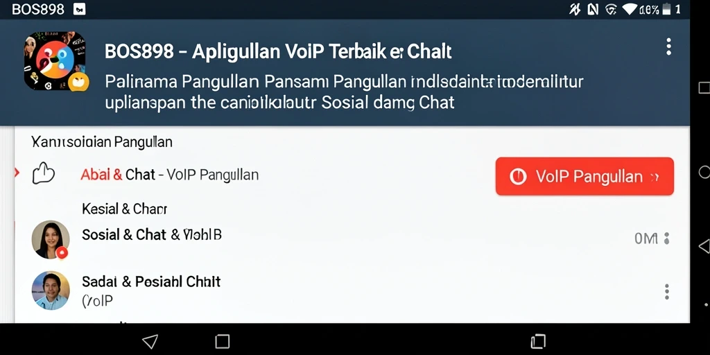 Antarmuka utama aplikasi BOS898 dengan fitur VoIP Panggilan.