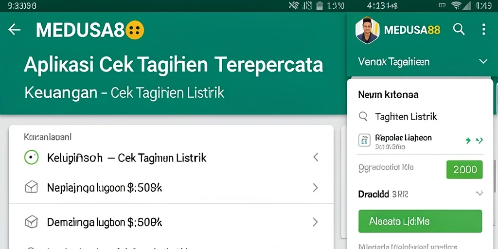 Tampilan antarmuka MEDUSA88 dengan fitur Cek Tagihan Listrik.