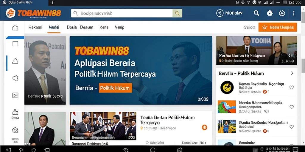 Antarmuka TOBAWIN88 menampilkan berita politik dan hukum terbaru.