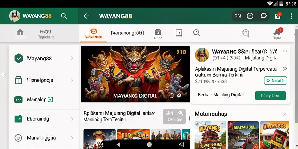 Tampilan antarmuka aplikasi WAYANG88 yang menarik dan informatif.